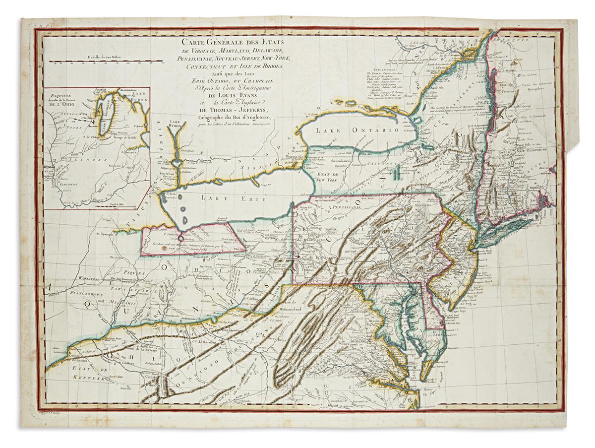 EVANS, LEWIS. Carte Generale des Etats de Virginie, Maryland, Delaware, Pensilvanie,
